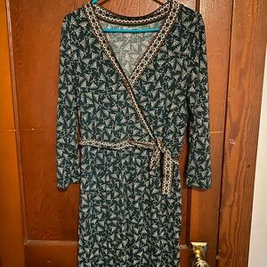 Max Studio Teal Floral Long Sleeve Dress